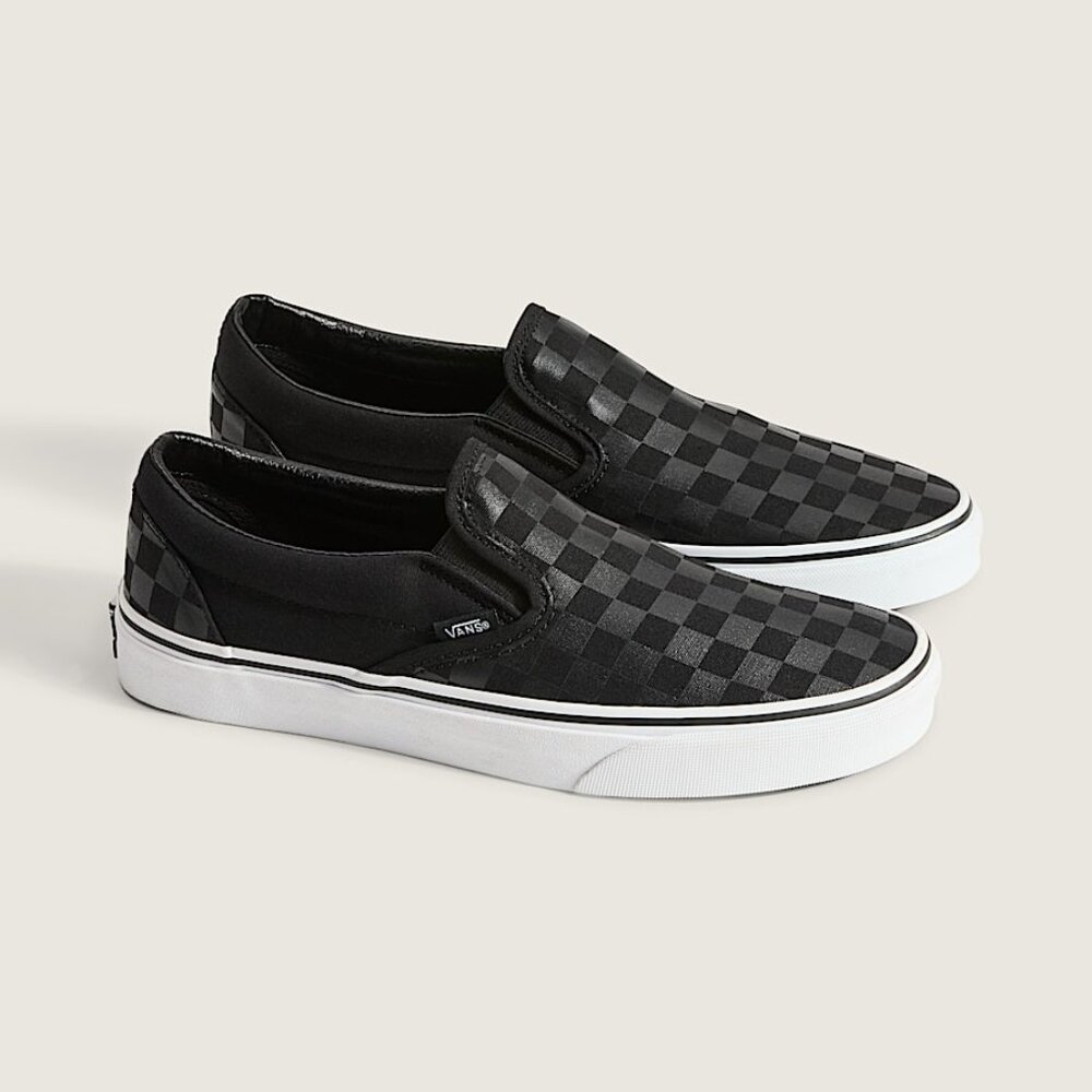 Vans Classic Slip-On Checkerboard Shoe Black M8.5/W10
